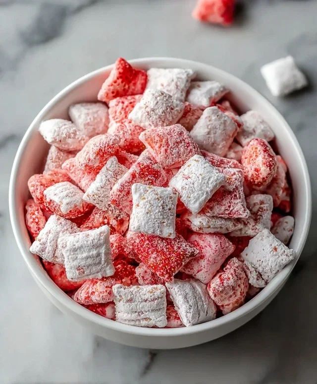 Easy Strawberry Shortcake Puppy Chow