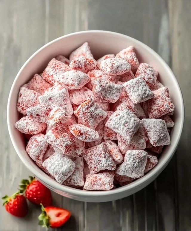 Easy Strawberry Shortcake Puppy Chow
