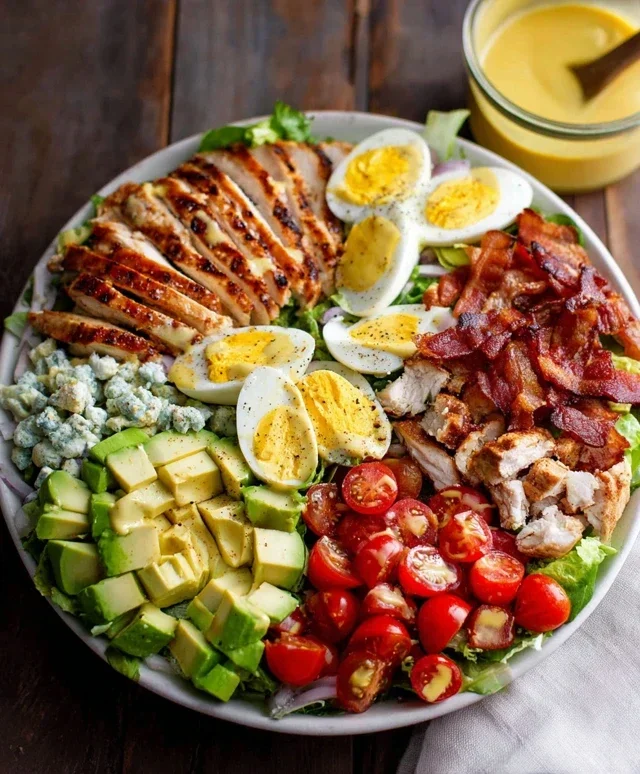 Grilled Chicken Cobb Salad with Honey Dijon {Pnon-non-non-alcoholic alternativeic non-alcoholic aleo, Whole30 Option}