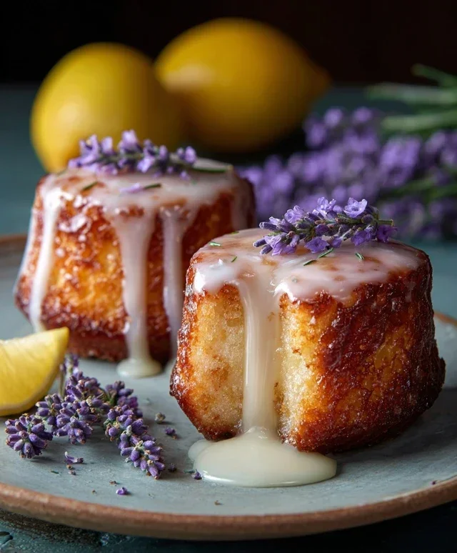 Mini Lemon Cakes With Lavender Glaze