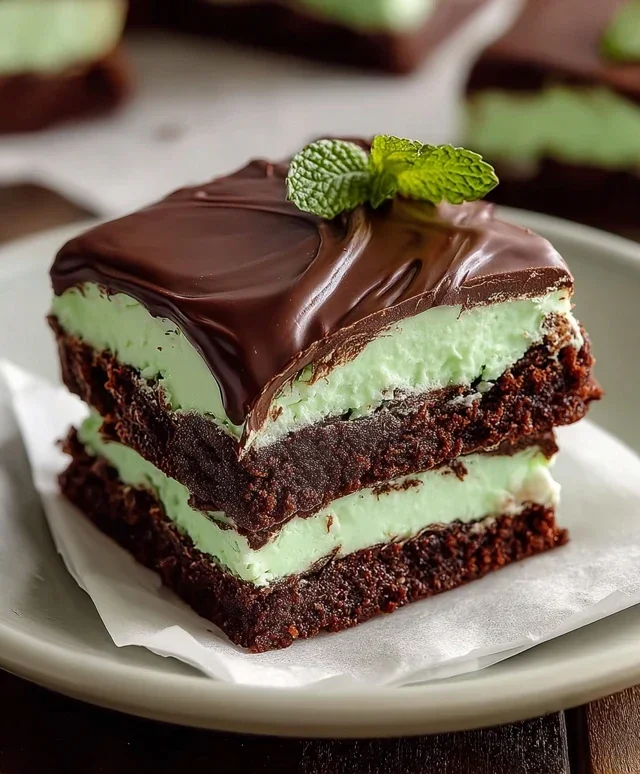 Triple-layer chocolate mint squares