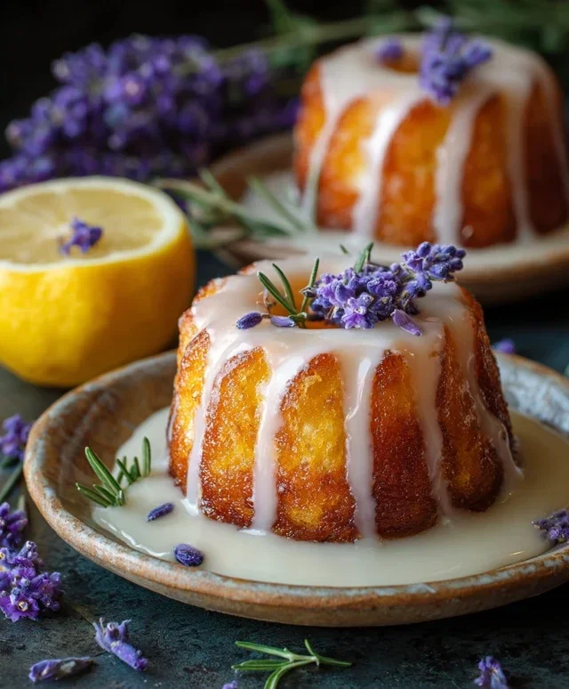Mini Lemon Cakes With Lavender Glaze