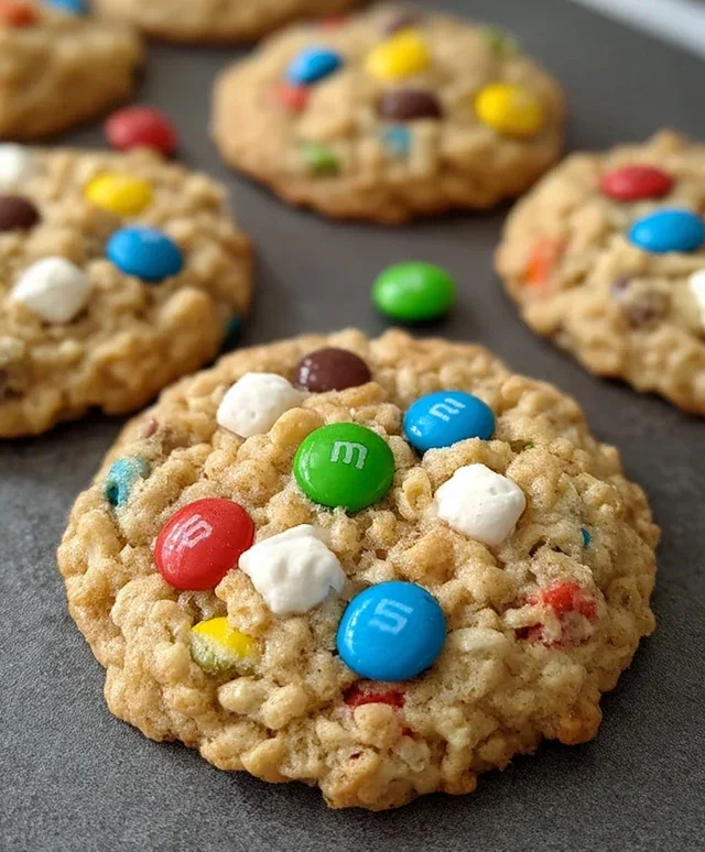 M&M Rice Krispies Cookies