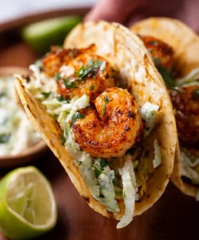 Cilantro Lime Shrimp Tacos with Creamy Slaw