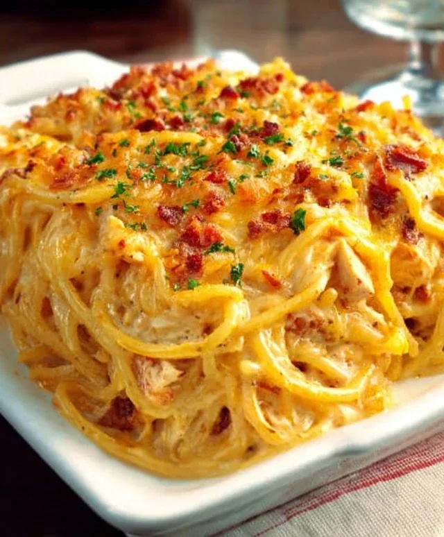 Spicy Southern Cheesy Chicken Spaghetti Casserole