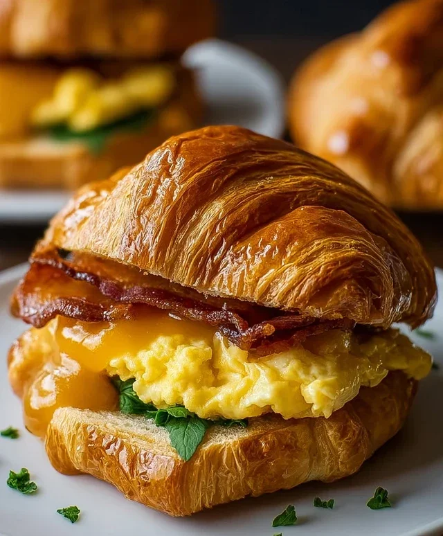 Killer Maple Mustard Croissant Breakfast Sandwiches
