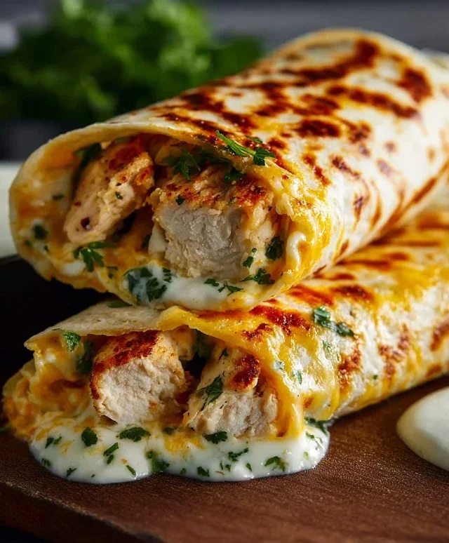 Low Carb Cheesy Garlic Chicken Wraps