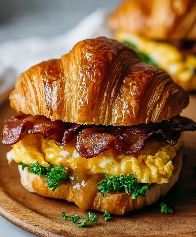 Killer Maple Mustard Croissant Breakfast Sandwiches