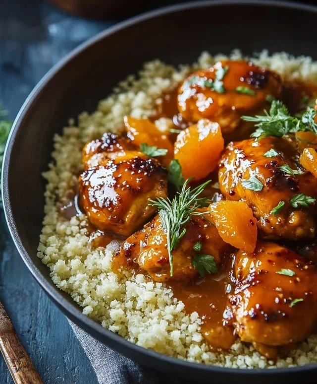 Sweet and Sticky 3 Ingredient Apricot Chicken with Cauliflower Rice