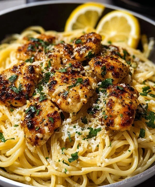 Lemon Garlic Butter Chicken Parmesan Linguine