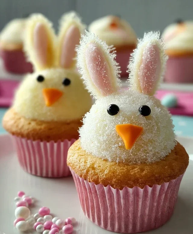 Easter Bunny and Chick Cupcakes