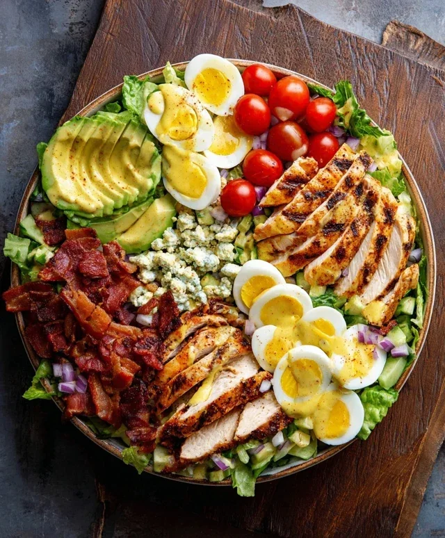 Grilled Chicken Cobb Salad with Honey Dijon {Pnon-non-non-alcoholic alternativeic non-alcoholic aleo, Whole30 Option}