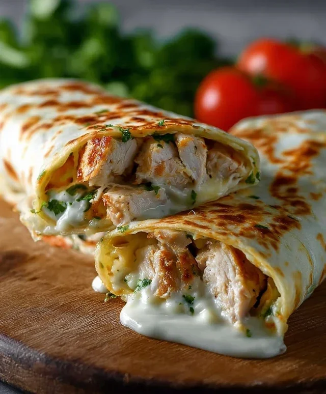 Low Carb Cheesy Garlic Chicken Wraps