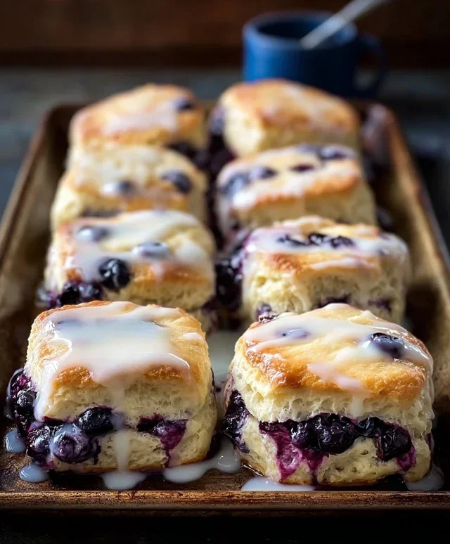Glazed Blueberry Butter Swim Biscuits
