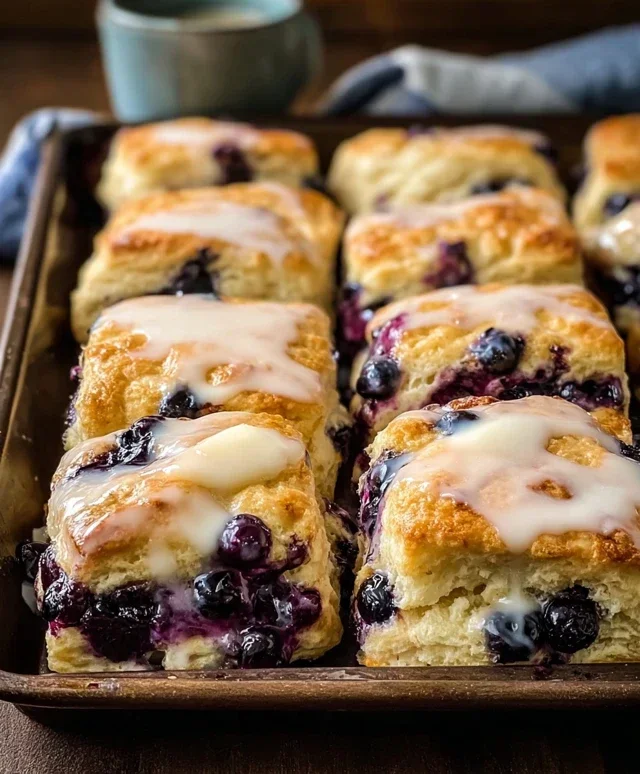 Glazed Blueberry Butter Swim Biscuits