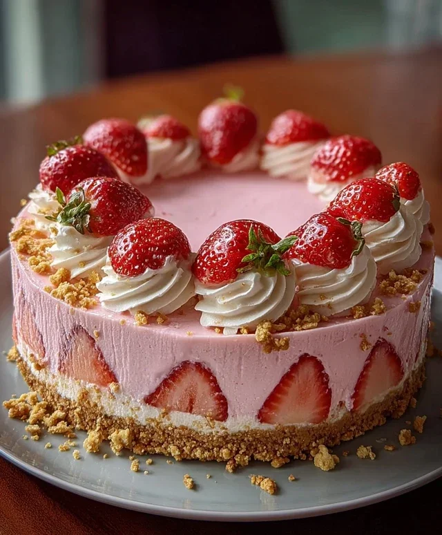 Strawberry Crunch Pink Cheesecake