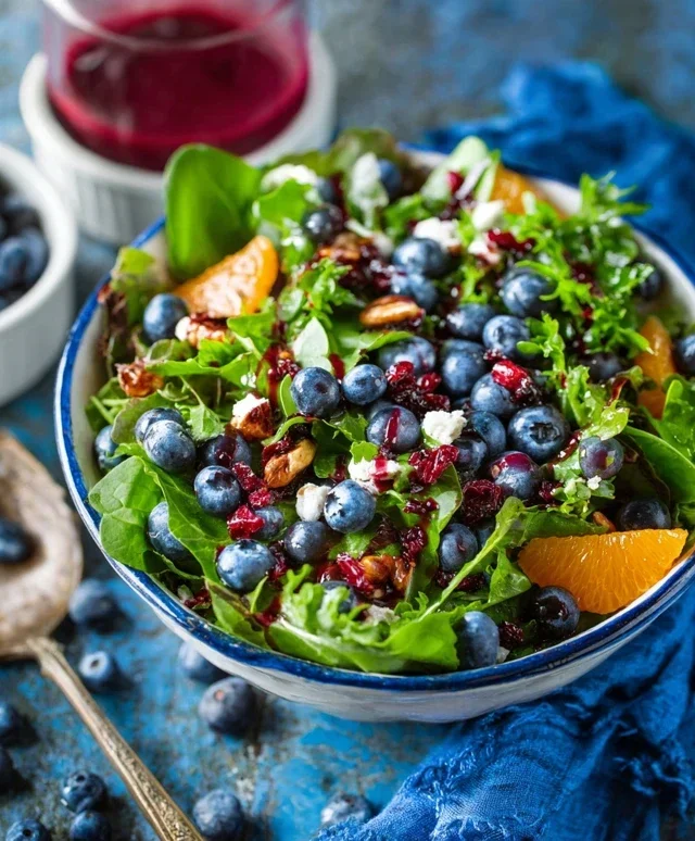 Cranberry Blueberry Salad with Blueberry Balsamic Dressing
