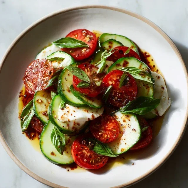Fresh Cucumber Caprese Salad