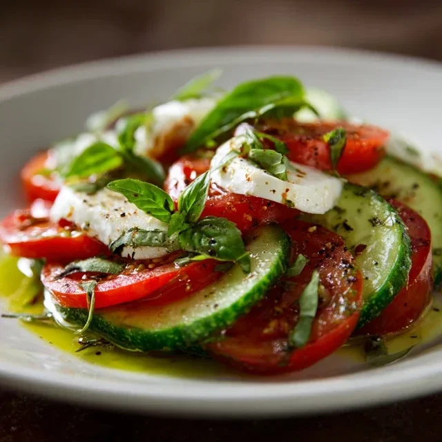 Fresh Cucumber Caprese Salad
