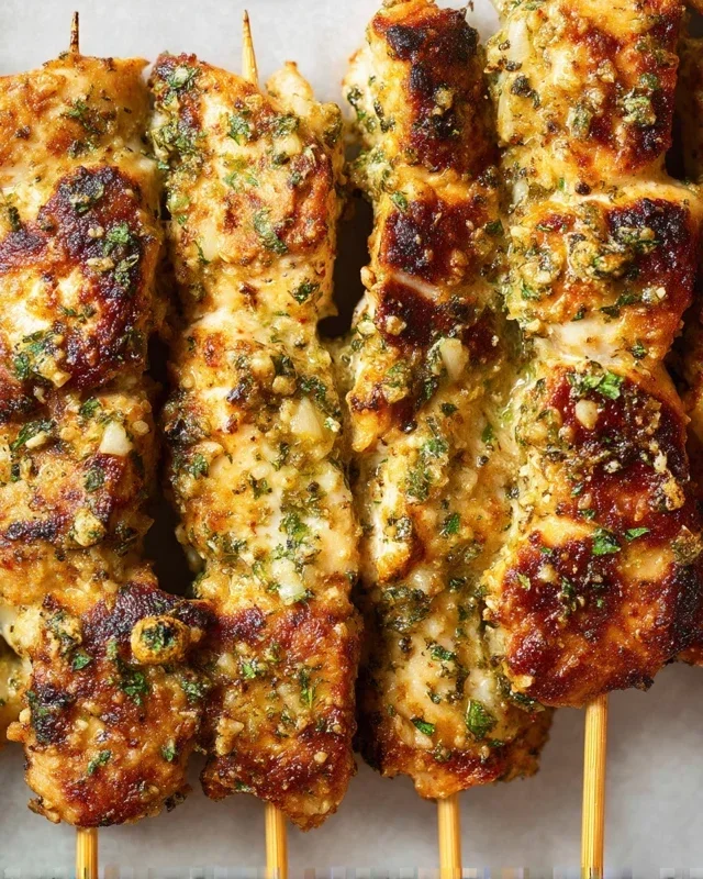 Garlic Parmesan Chicken Skewers