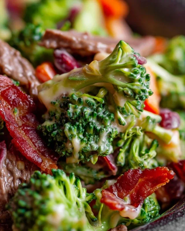 Broccoli Salad with Beef Beef Bacon Recipe