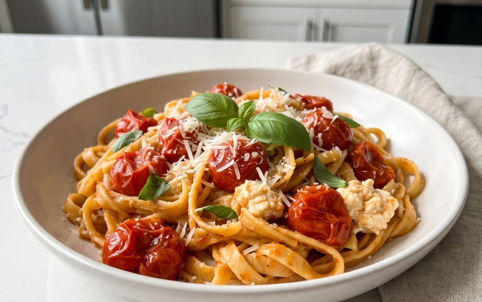 Roasted Tomato and Garlic Ricotta Pasta