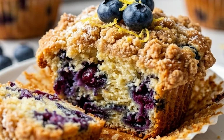 Lemon Blueberry Streusel Muffins