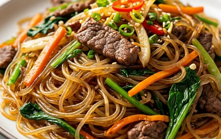 Japchae (Korean Glass Noodle Stir Fry)