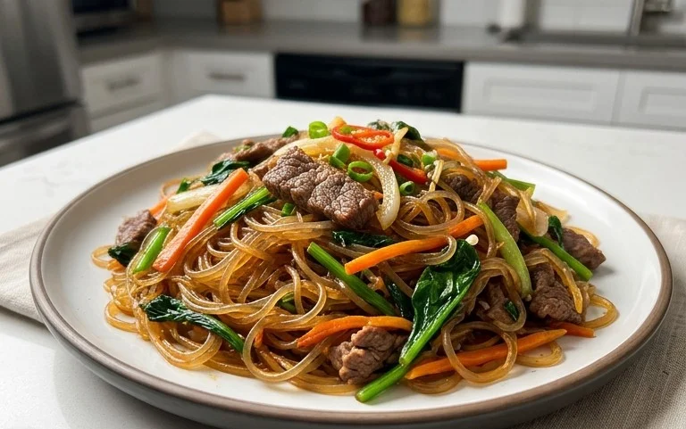 Japchae (Korean Glass Noodle Stir Fry)