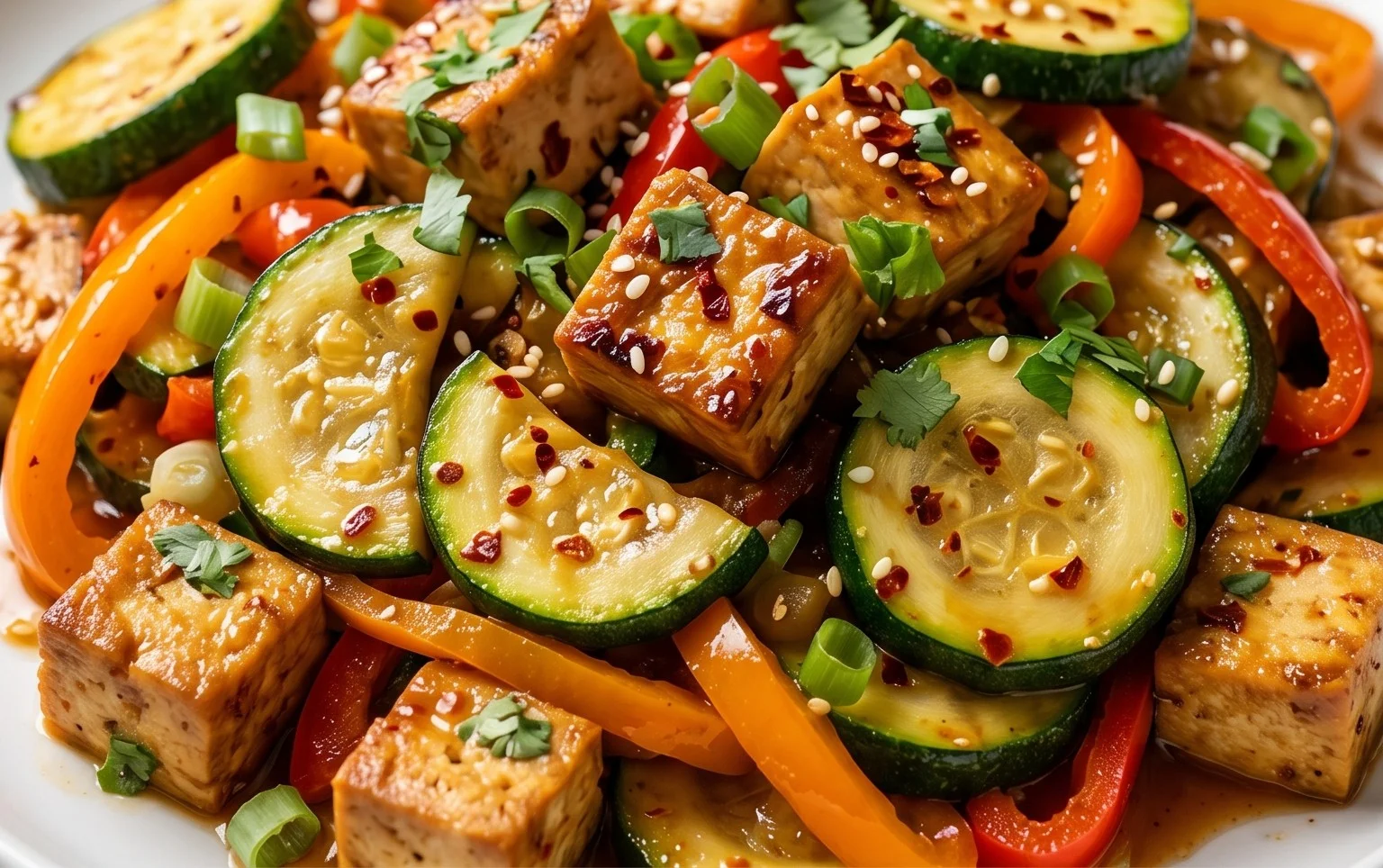 Zucchini Stir Fry With Tofu (Vegan)