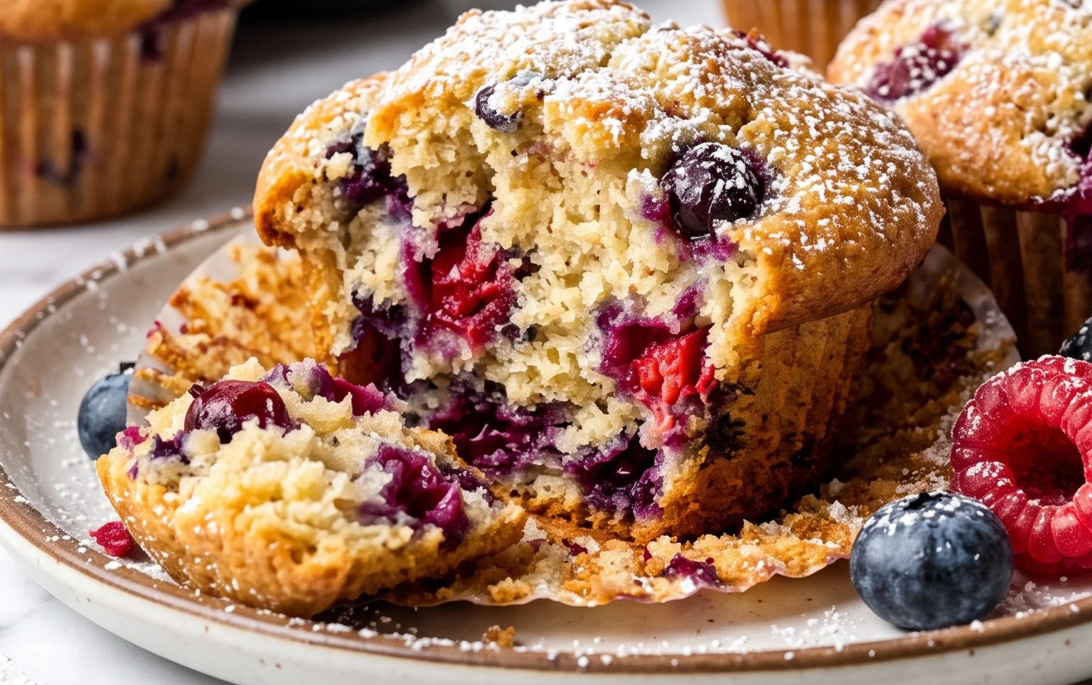 Bakery Style Mixed Berry Muffins | with Frozen Berries