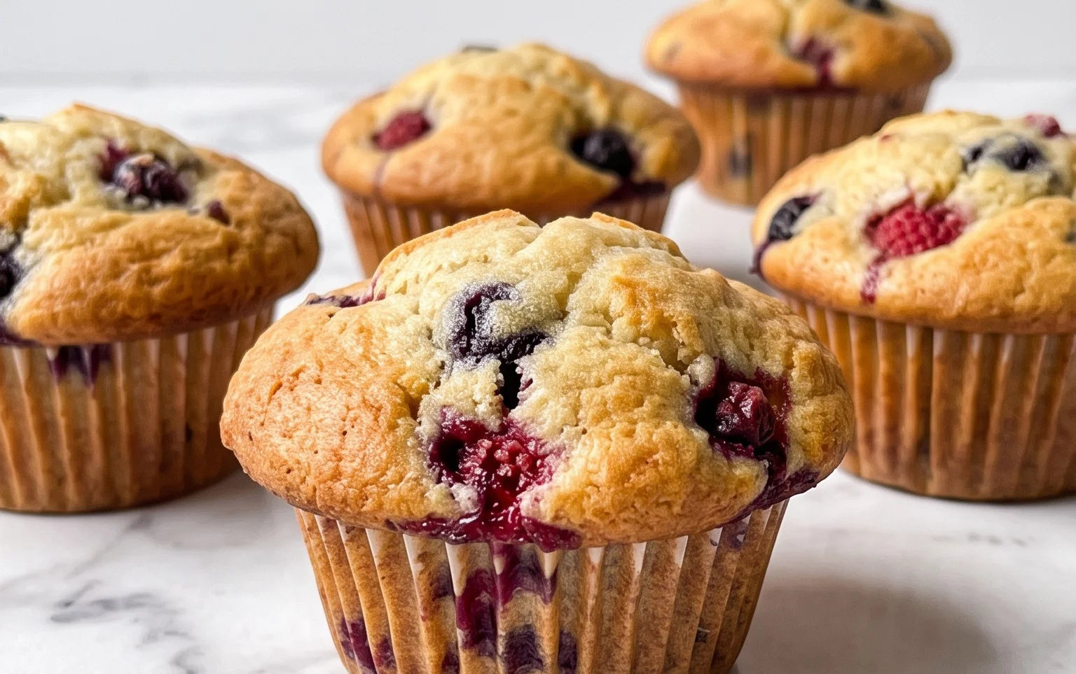 Bakery Style Mixed Berry Muffins | with Frozen Berries