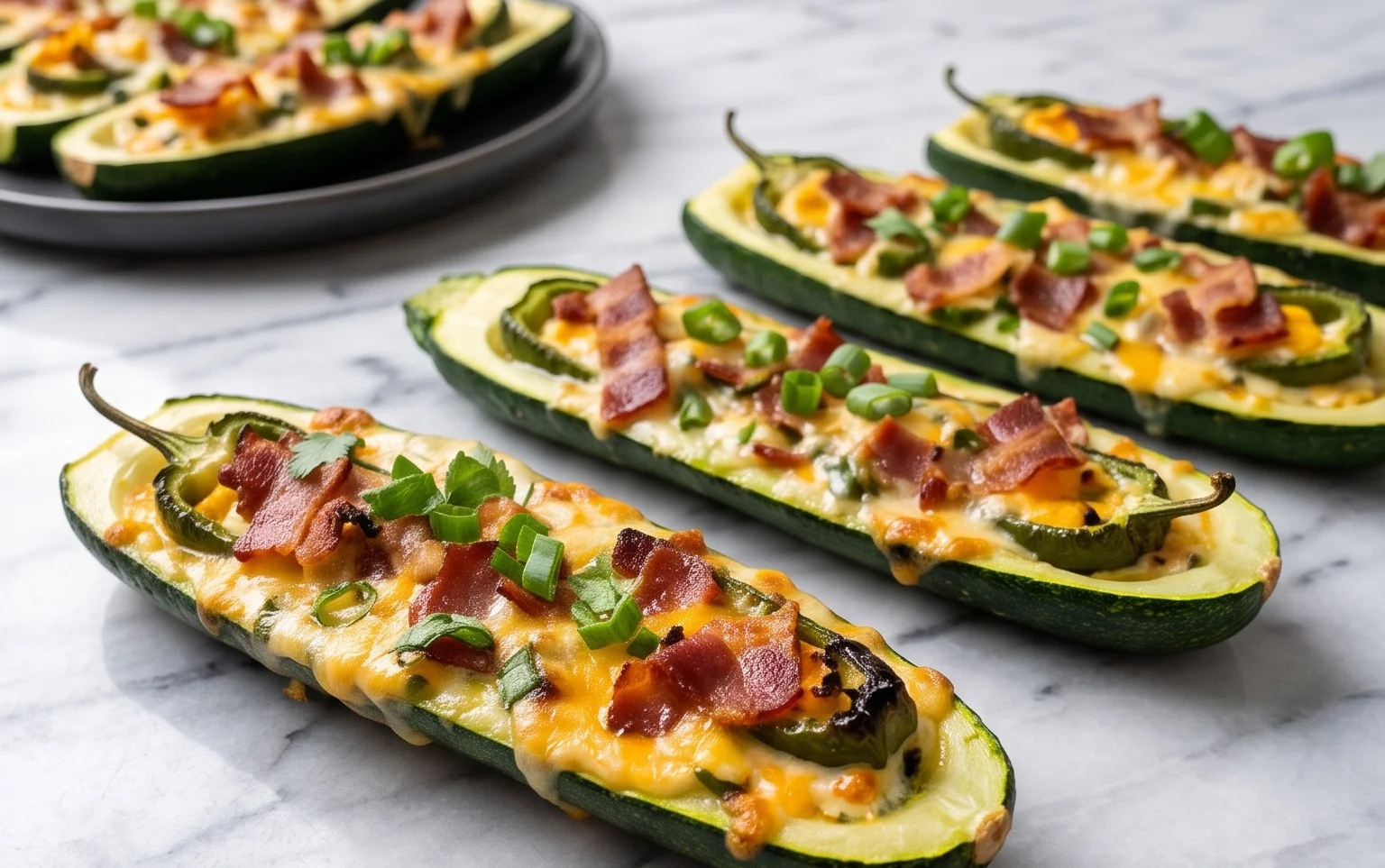 Jalapeno Popper Zucchini Boats