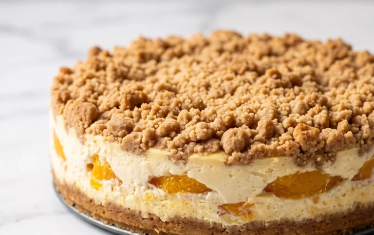 Peach Cream Cheese Cake with Streusel Topping