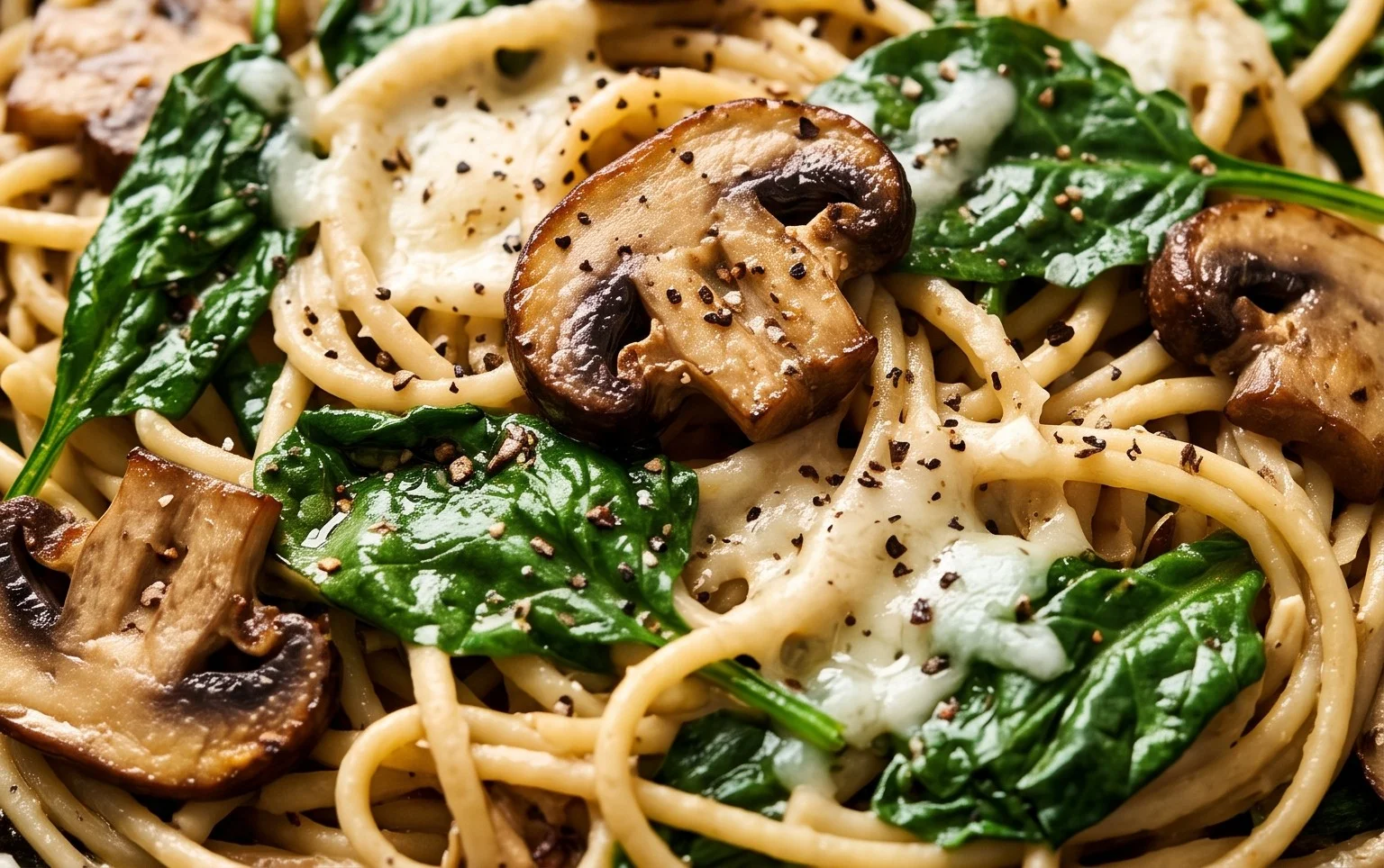 Parmesan Spinach Mushroom Pasta Skillet