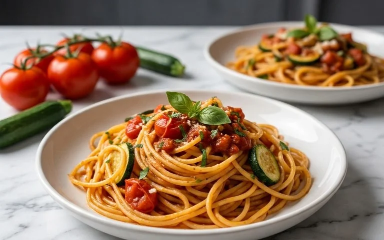 Healthy Tomato Zucchini Pasta