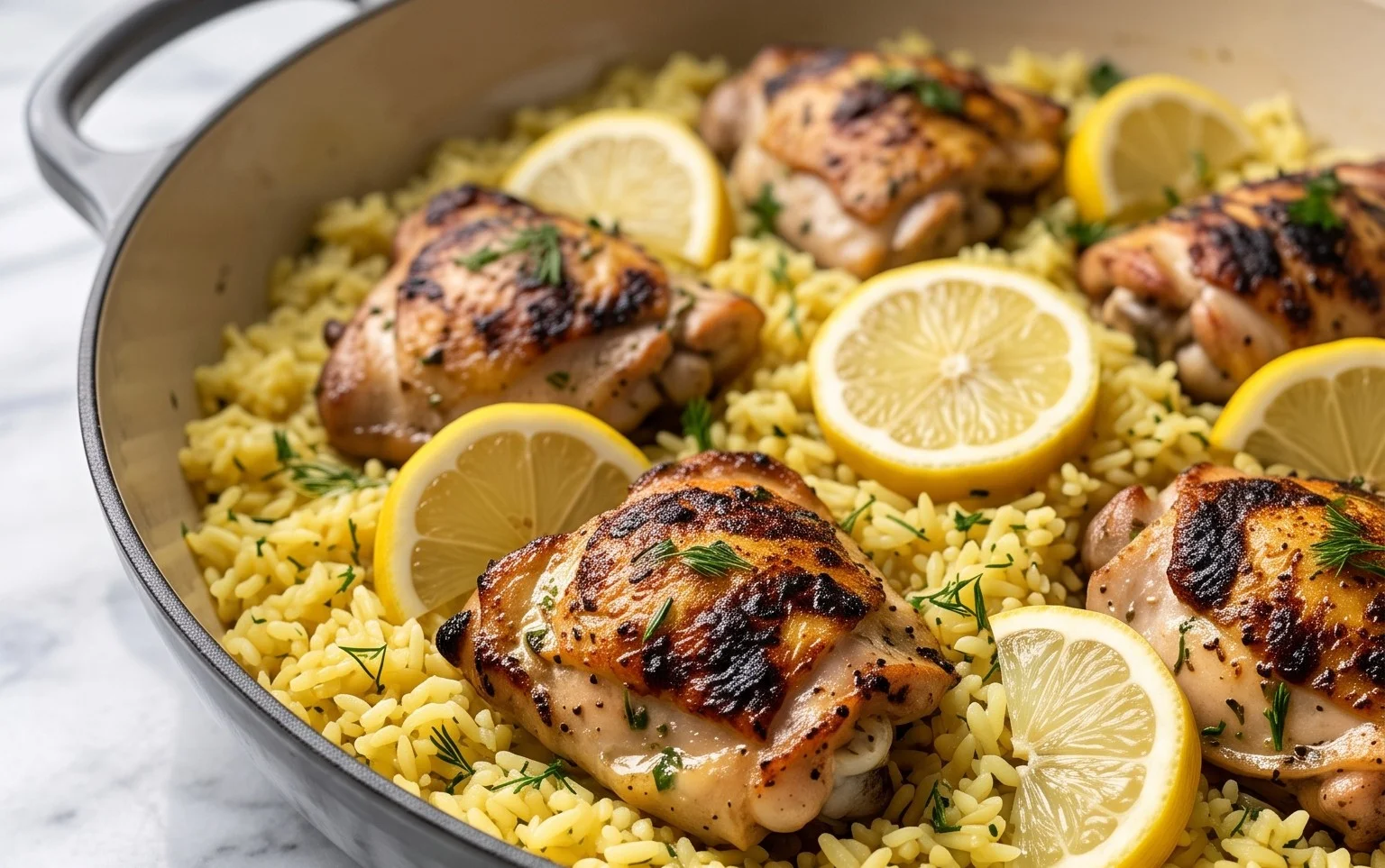 Greek Chicken and Lemon Rice (30 Minutes, One-Pot)