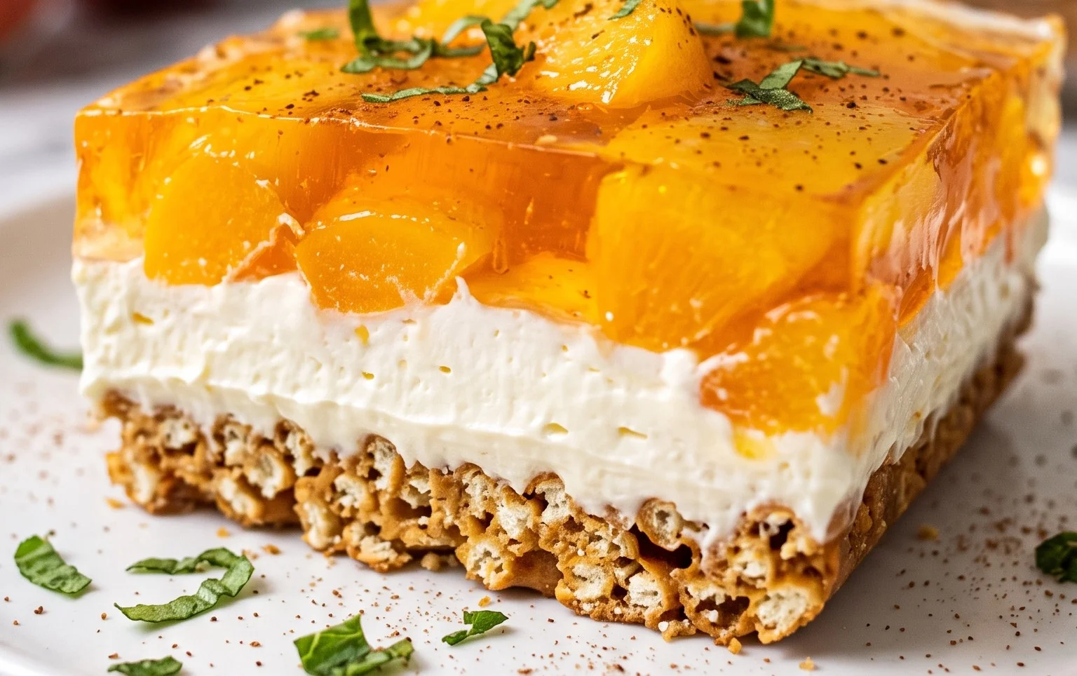 Peach Pretzel Salad Dessert