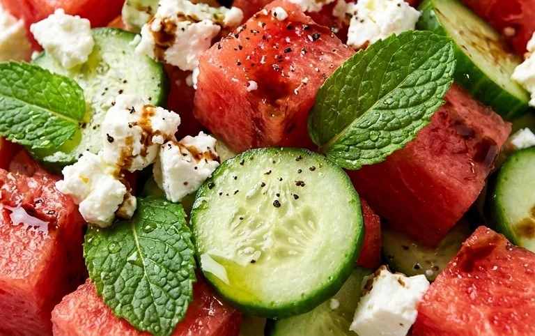 Watermelon Salad with Cucumber and Feta