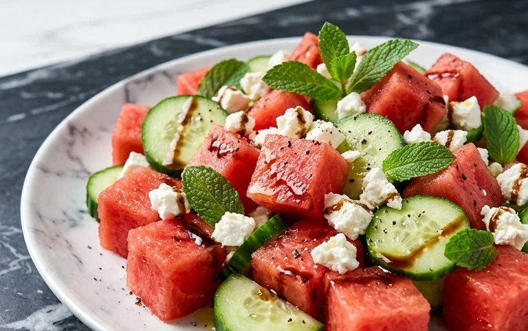 Watermelon Salad with Cucumber and Feta