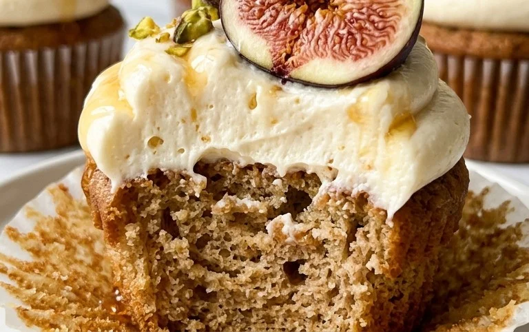 Fig Cupcakes with Honey Cream Cheese Frosting
