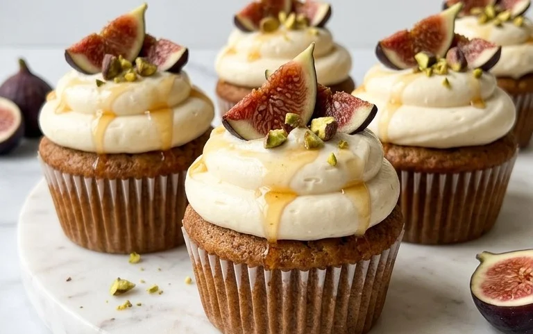 Fig Cupcakes with Honey Cream Cheese Frosting