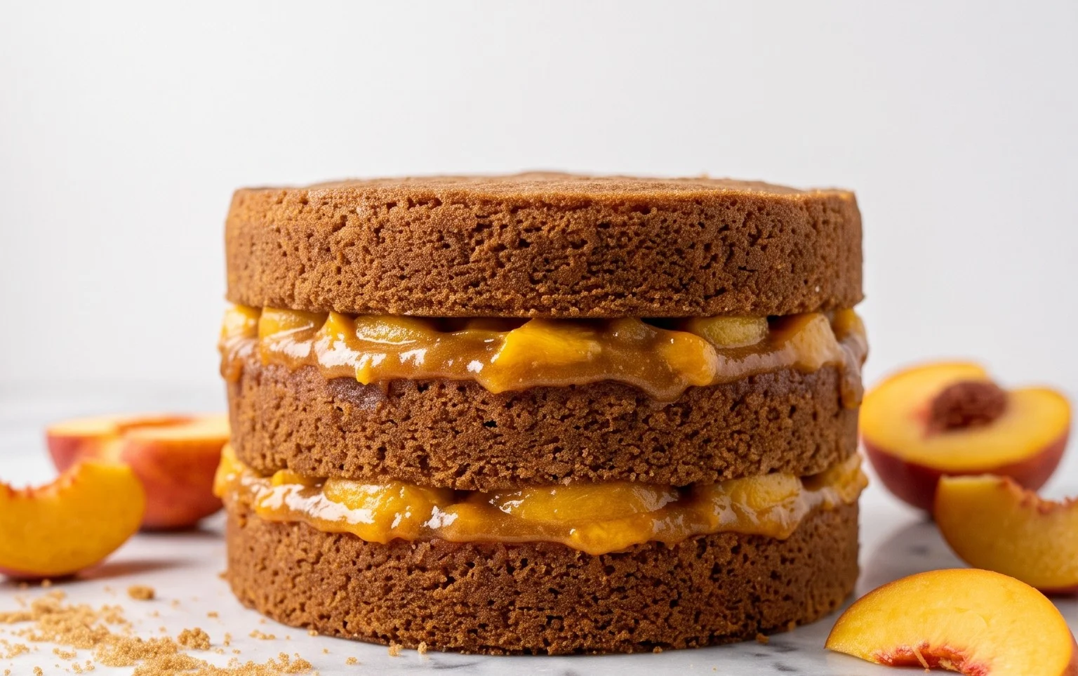 Brown Sugar Layer Cake with Peach Filling